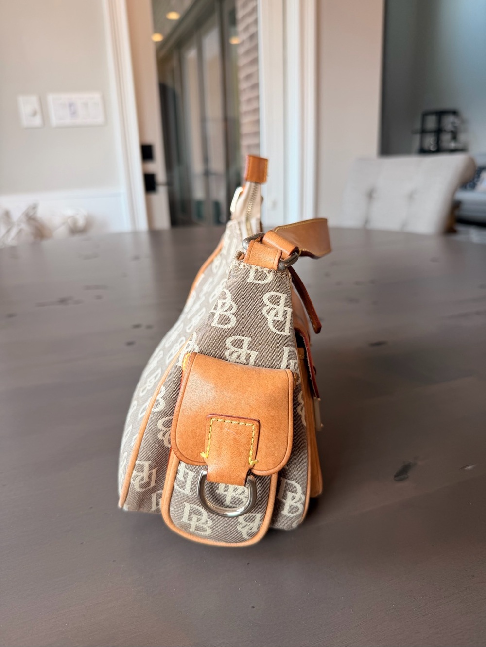 Vintage Dooney & Bourke Brown & Tan Monogram Bag - Picture 3 of 10